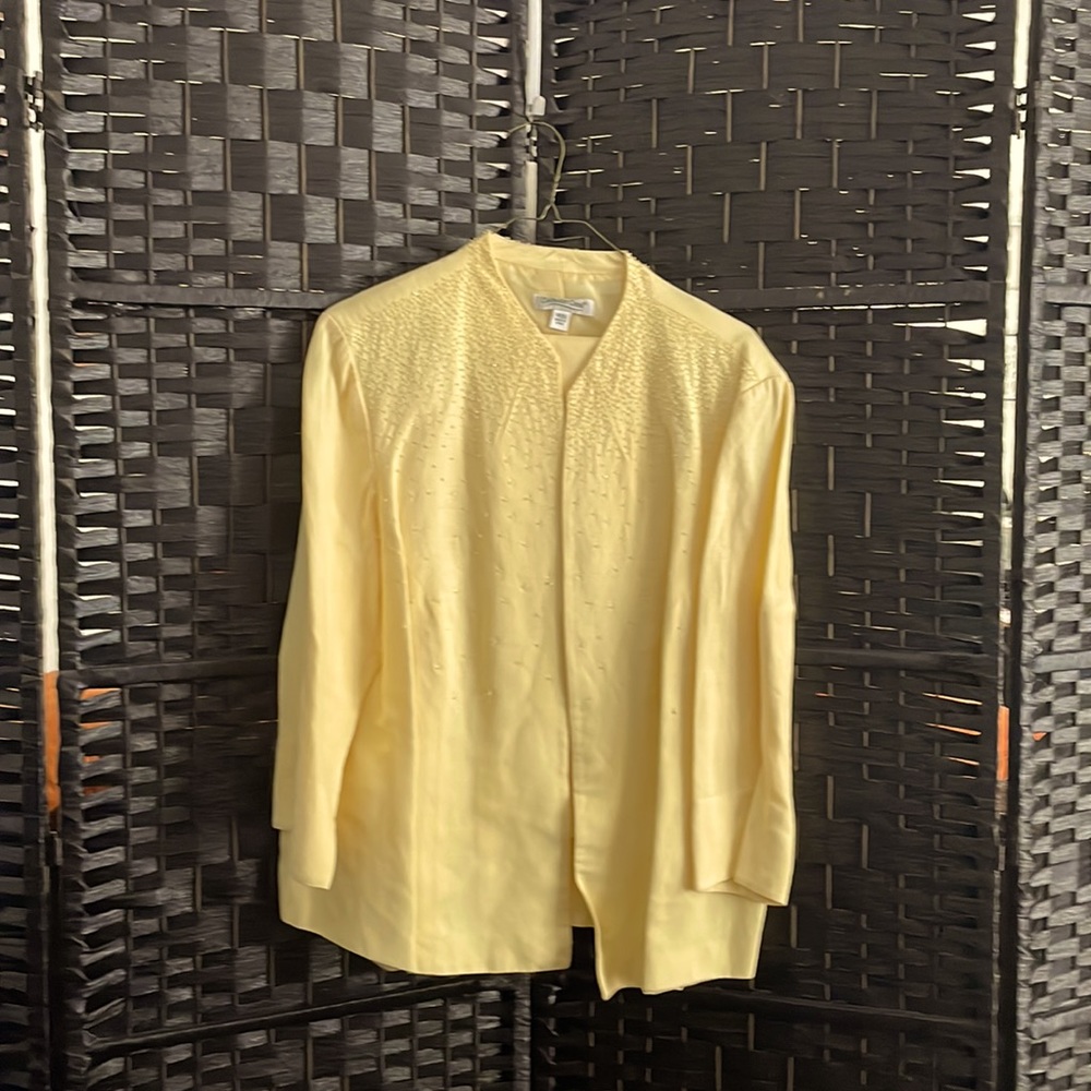 Once Used Women’s Yellow embroidery sequins jacket with pants suit